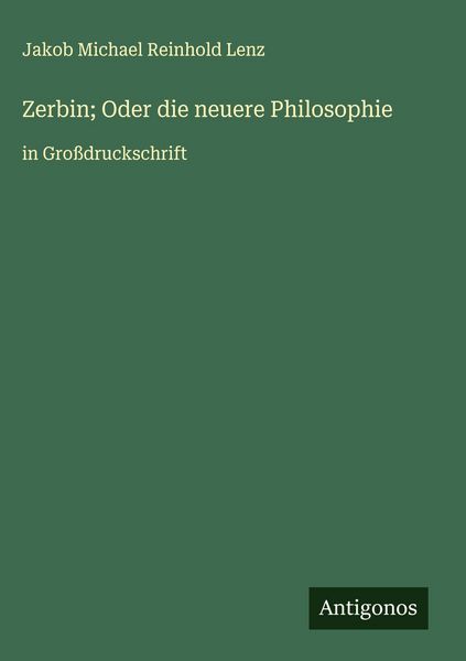 Produktbild: Zerbin; Oder die neuere Philosophie