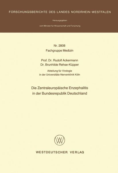 Produktbild: Die Zentraleuropäische Enzephalitis in der Bundesrepublik Deutschland