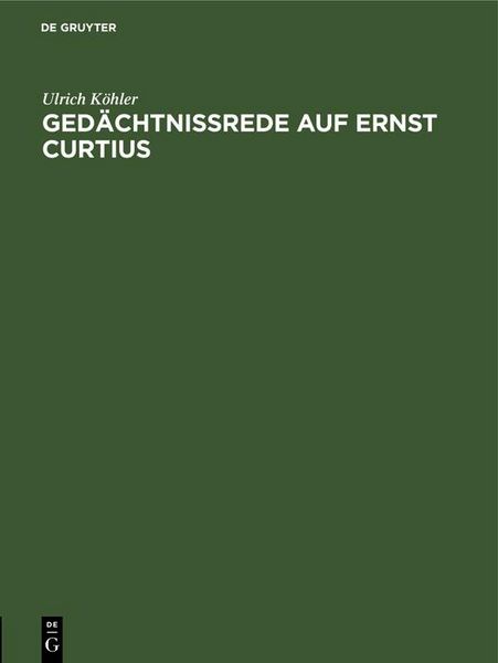 Produktbild: Ged&auml;chtnissrede auf Ernst Curtius