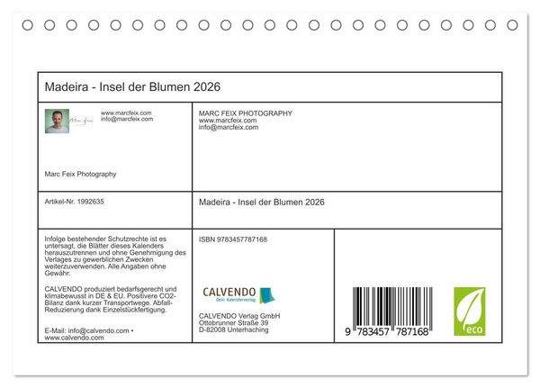 Produktbild: Madeira - Insel der Blumen 2026 (Tischkalender 2026 DIN A5 quer), CALVENDO Monatskalender