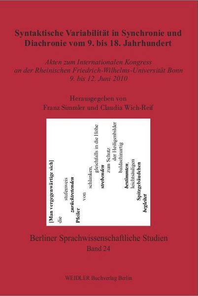 Produktbild: Syntaktische Variabilit&auml;t in Synchronie und Diachronie vom 9. bis 18. Jahrhundert