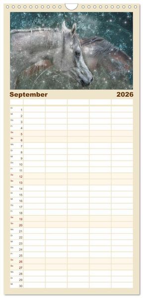 Produktbild: Familienplaner 2026 - Pferde zum Tr&auml;umen mit 5 Spalten (Wandkalender, 21 x 45 cm) CALVENDO