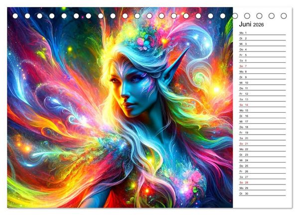 Produktbild: Mythische Wesen - Fabelwesen im Farbenrausch: Ein buntes Spektakel (Tischkalender 2026 DIN A5 quer), CALVENDO Monatskalender