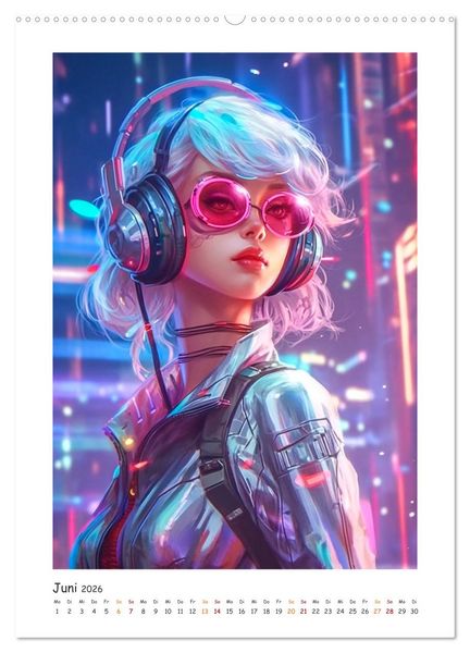 Produktbild: Coole Cyber Girls (Wandkalender 2026 DIN A2 hoch), CALVENDO Monatskalender