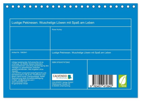 Produktbild: Lustige Pekinesen. Wuschelige L&ouml;wen mit Spa&szlig; am Leben (Tischkalender 2026 DIN A5 quer), CALVENDO Monatskalender