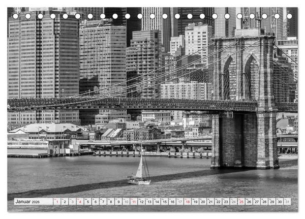 Produktbild: BROOKLYN BRIDGE Das Wahrzeichen von New York City (Tischkalender 2026 DIN A5 quer), CALVENDO Monatskalender