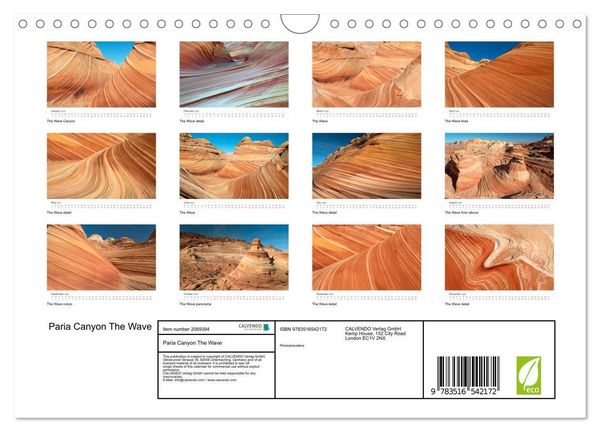 Produktbild: Paria Canyon The Wave (Wall Calendar 2026 DIN A4 landscape), CALVENDO 12 Month Wall Calendar