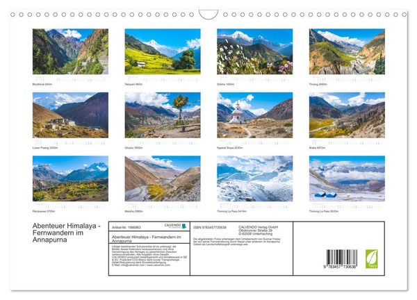 Produktbild: Abenteuer Himalaya - Fernwandern im Annapurna (Wandkalender 2026 DIN A3 quer), CALVENDO Monatskalender