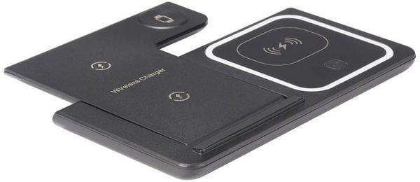 Produktbild: Renkforce Induktions-Ladeger&auml;t 15 W RF-QiWC3in1-01 RF-5780662 Ausg&auml;nge Magnetanschluss Schwarz