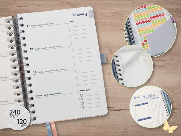 Produktbild: SIGEL J5605 Spiral-Kalender Jolie 2025 , ca. A5, grau