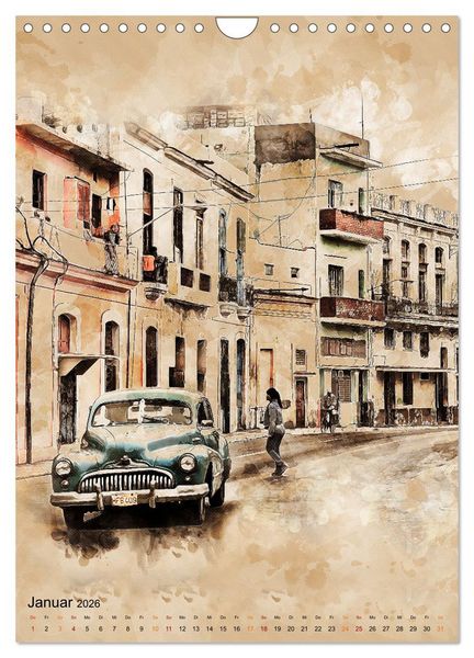 Produktbild: Cuba Retro Kalender (Wandkalender 2026 DIN A4 hoch), CALVENDO Monatskalender