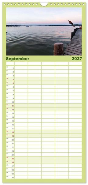Produktbild: Familienplaner 2027 - Hier f&uuml;hle ich mich zuhause - Landsberg am Lech und Ammersee mit 5 Spalten (Wandkalender, 21 x 45 cm) CALVENDO