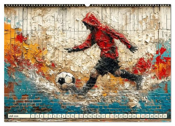 Produktbild: Fu&szlig;ball Graffiti - sportliche Kunst (hochwertiger Premium Wandkalender 2026 DIN A2 quer), Kunstdruck in Hochglanz
