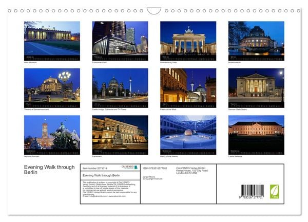 Produktbild: Evening Walk through Berlin (Wall Calendar 2026 DIN A3 landscape), CALVENDO 12 Month Wall Calendar