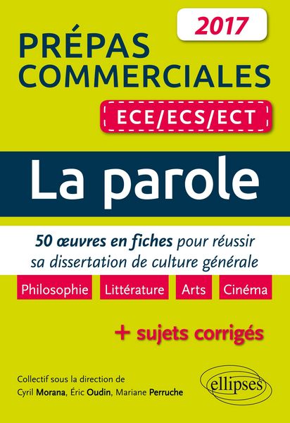 Produktbild: La parole. 50 &iquest;uvres en fiches pour r&eacute;ussir sa dissertation de culture g&eacute;n&eacute;rale - pr&eacute;pas commerciales ECE / ECS / ECT 2017