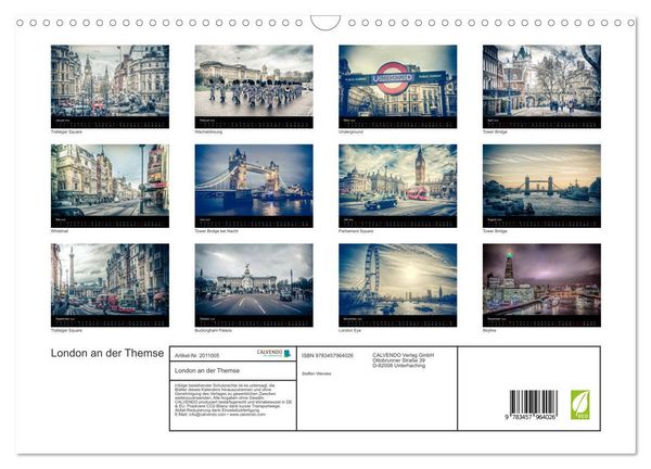 Produktbild: London an der Themse (Wandkalender 2026 DIN A3 quer), CALVENDO Monatskalender