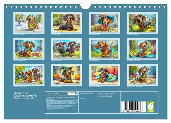 Produktbild: Dackel Fun. Zauberhafte Hunde Cartoons f&uuml;rs Herz (Wandkalender 2026 DIN A4 quer), CALVENDO Monatskalender