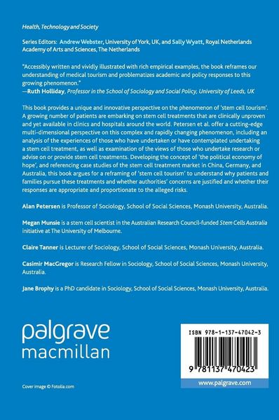 Produktbild: Stem Cell Tourism and the Political Economy of Hope