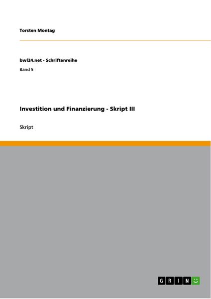 Produktbild: Investition und Finanzierung - Skript III