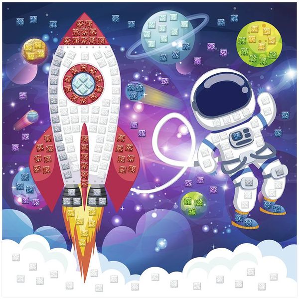 Produktbild: URSUS Kinder-Bastelsets Moosgummi Mosaiken Glitter Astronaut, Bastelset aus Moosgummi-Stickern, ca. 25x25cm