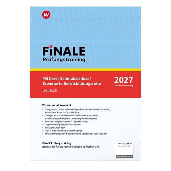 Produktbild: FiNALE - Pr&uuml;fungstraining Mittlerer Schulabschluss, Fachoberschulreife, Erweiterte Berufsbildungsreife Berlin und Brandenburg