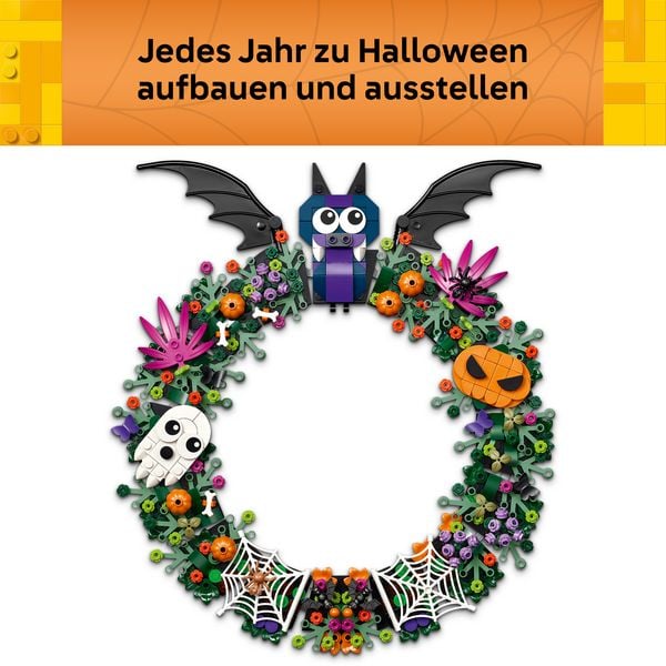 Produktbild: LEGO Halloweenkranz Modellbau - Deko zur Feier des Tages der Toten 40825