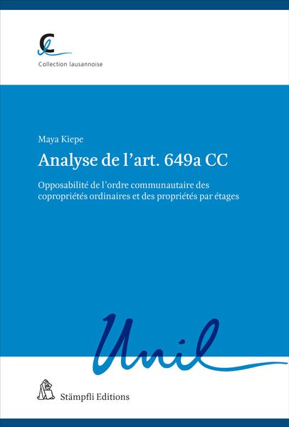 Produktbild: Analyse de l&rsquo;art. 649a CC