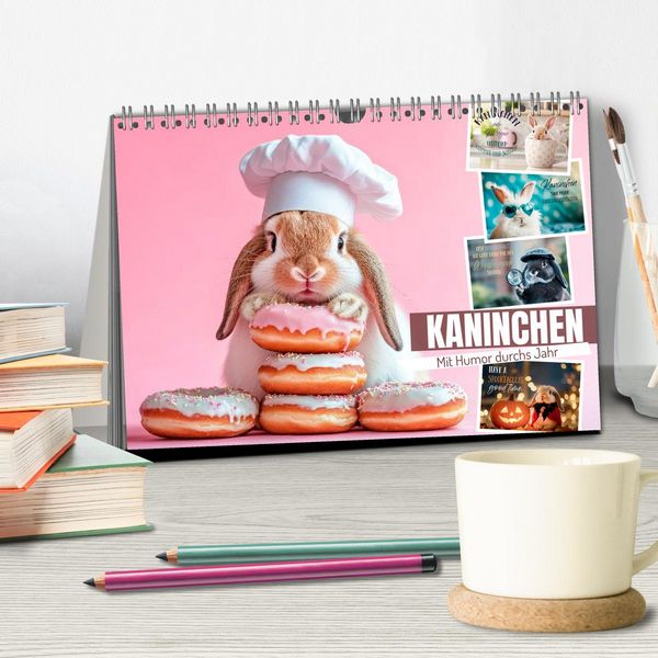 Produktbild: KANINCHEN Mit Humor durchs Jahr (Tischkalender 2026 DIN A5 quer), CALVENDO Monatskalender