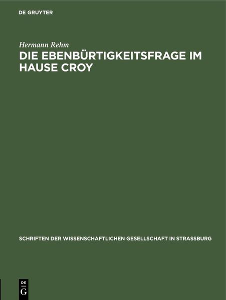 Produktbild: Die Ebenb&uuml;rtigkeitsfrage im Hause Croy