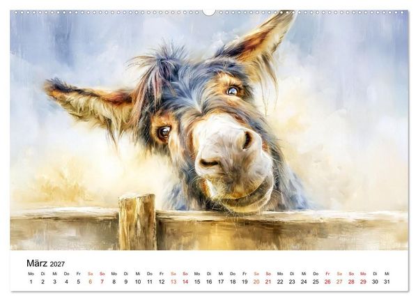 Produktbild: Esel - Wenn Ruhe ein Gesicht h&auml;tte (hochwertiger Premium Wandkalender 2027 DIN A2 quer), Kunstdruck in Hochglanz