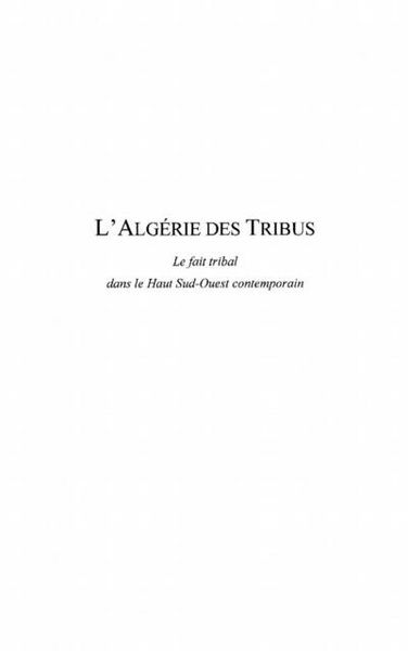 Produktbild: L'algerie des tribus - le fait tribal dans le haut sud-ouest