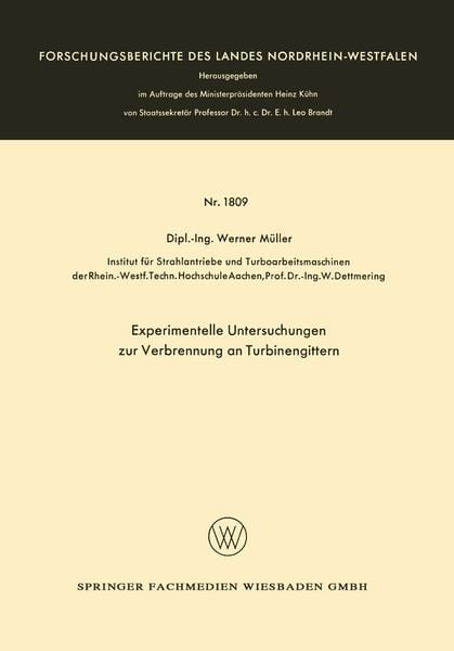Produktbild: Experimentelle Untersuchungen zur Verbrennung an Turbinengittern