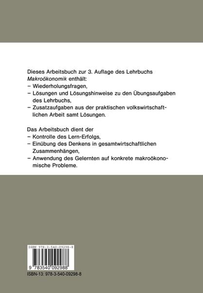 Produktbild: Arbeitsbuch zur 3. Auflage des Lehrbuchs Makro&ouml;konomik &mdash; Eine Einf&uuml;hrung