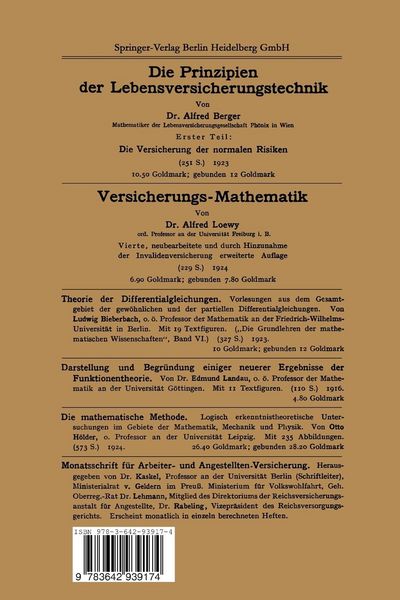 Produktbild: Die Prinzipien der Lebensversicherungstechnik