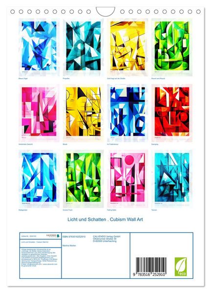 Produktbild: Licht und Schatten . Cubism Wall Art (Wandkalender 2026 DIN A4 hoch), CALVENDO Monatskalender