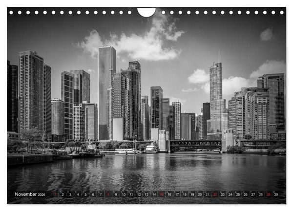 Produktbild: CHICAGO Monochrom (Wandkalender 2026 DIN A4 quer), CALVENDO Monatskalender