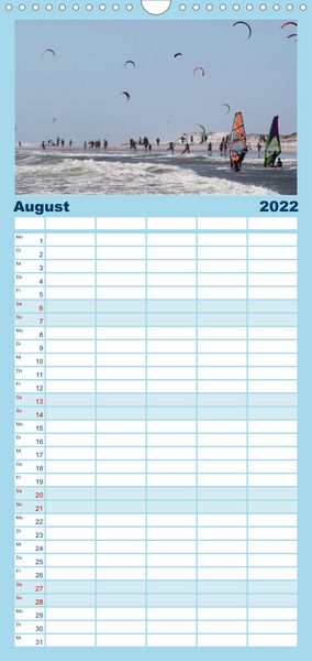 Produktbild: Familienplaner Kitesurfen - Wind und Wellen (Wandkalender 2022 , 21 cm x 45 cm, hoch)