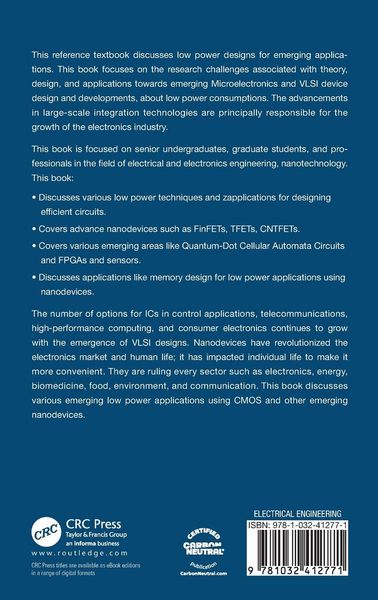 Produktbild: Low Power Designs in Nanodevices and Circuits for Emerging Applications