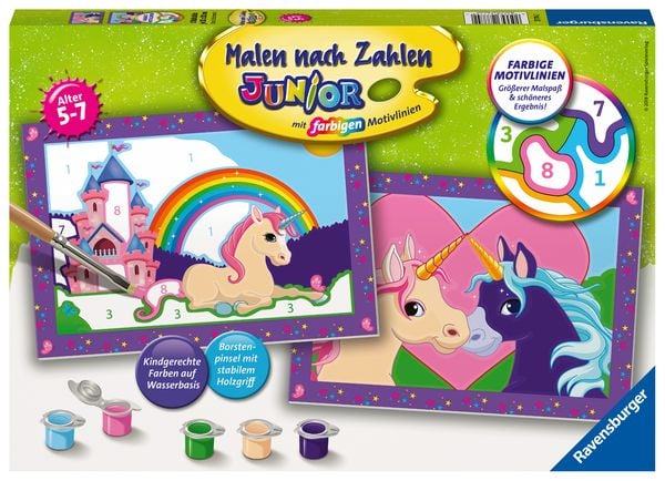 Produktbild: CreArt, Malen nach Zahlen Junior - Bunte Einhornwelt