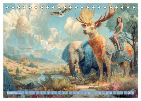 Produktbild: Tierparadies - Tierische Fantasiewelten (Tischkalender 2026 DIN A5 quer), CALVENDO Monatskalender