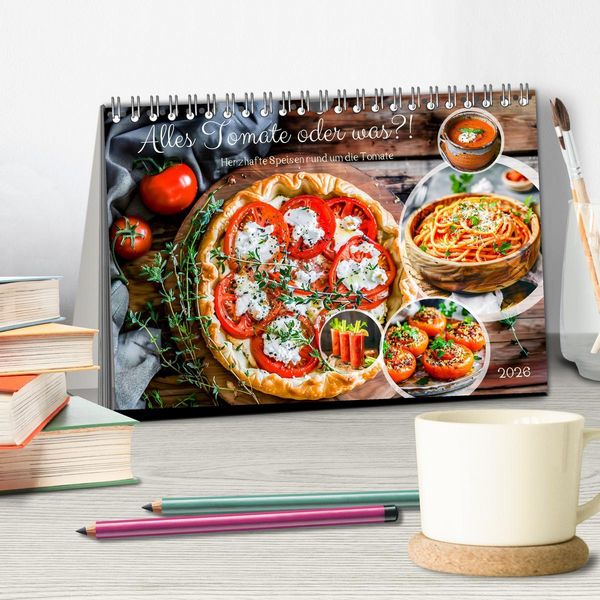 Produktbild: Alles Tomate oder was?! - Herzhafte Speisen rund um die Tomate (Tischkalender 2026 DIN A5 quer), CALVENDO Monatskalender