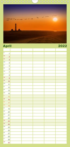 Produktbild: Nordsee Tr&auml;umereien - Familienplaner hoch (Wandkalender 2022 , 21 cm x 45 cm, hoch)