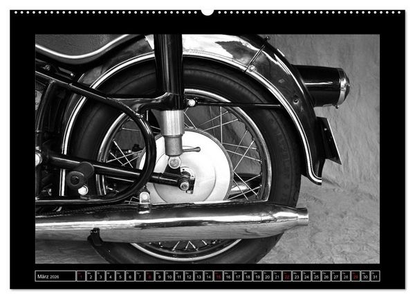 Produktbild: BMW R69S in schwarzweiss (hochwertiger Premium Wandkalender 2026 DIN A2 quer), Kunstdruck in Hochglanz