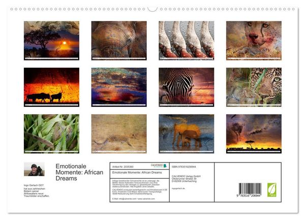 Produktbild: Emotionale Momente: African Dreams (hochwertiger Premium Wandkalender 2026 DIN A2 quer), Kunstdruck in Hochglanz