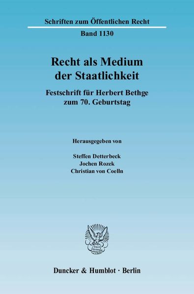 Produktbild: Recht als Medium der Staatlichkeit.