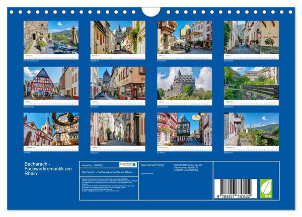 Produktbild: Bacharach - Fachwerkromantik am Rhein (Wandkalender 2026 DIN A4 quer), CALVENDO Monatskalender