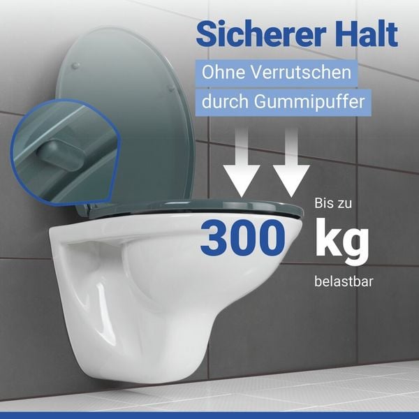Produktbild: WC Sitz Mod. Ostuni Grau, stabiler Toilettensitz mit Absenkautomatik