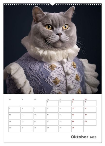Produktbild: Royale Katzen Portraits (Wandkalender 2026 DIN A2 hoch), CALVENDO Monatskalender