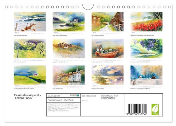 Produktbild: Faszination Aquarell - Eckard Funck (Wandkalender 2026 DIN A4 quer), CALVENDO Monatskalender