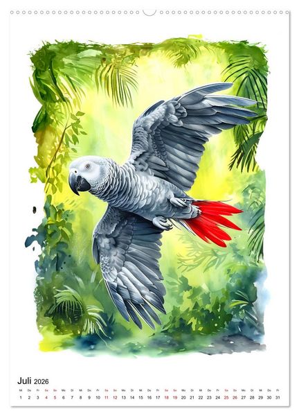 Produktbild: Afrikas Tiere - Illustriert in Wasserfarben (Wandkalender 2026 DIN A2 hoch), CALVENDO Monatskalender